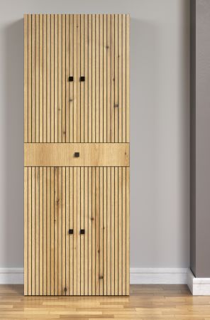 Badezimmer Hochschrank Feliz in Evoke Eiche und grau Badschrank 70 x 186 cm