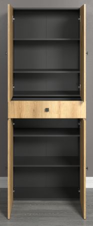 Badezimmer Hochschrank Feliz in Evoke Eiche und grau Badschrank 70 x 186 cm