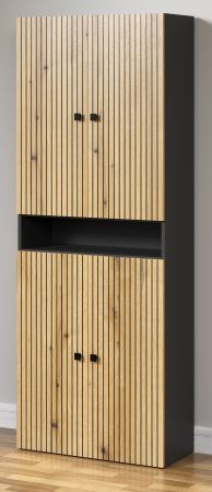 Badezimmer Hochschrank Feliz in Evoke Eiche und grau Badschrank 70 x 186 cm