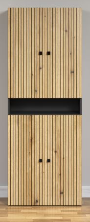 Badezimmer Hochschrank Feliz in Evoke Eiche und grau Badschrank 70 x 186 cm