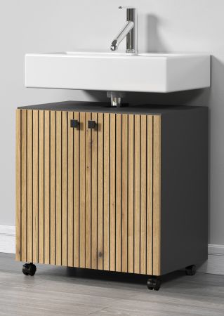 Waschbeckenunterschrank Feliz in Evoke Eiche und grau Badschrank 60 cm