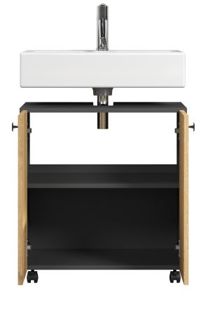 Waschbeckenunterschrank Feliz in Evoke Eiche und grau Badschrank 60 cm