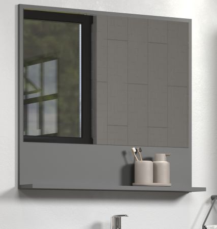 Badezimmer Spiegel Feliz in grau Badspiegel mit Ablage 80 cm