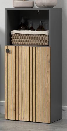 Badezimmer Kommode Feliz in Evoke Eiche und grau Badschrank 40 x 95 cm