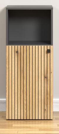 Badezimmer Kommode Feliz in Evoke Eiche und grau Badschrank 40 x 95 cm