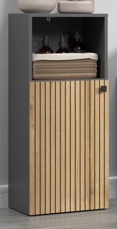 Badezimmer Kommode Feliz in Evoke Eiche und grau Badschrank 40 x 95 cm