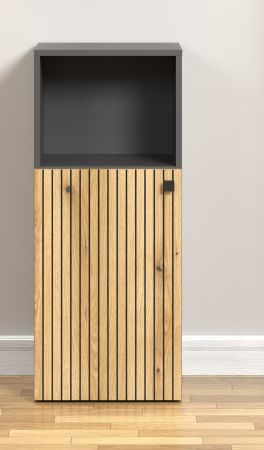 Badezimmer Kommode Feliz in Evoke Eiche und grau Badschrank 40 x 95 cm