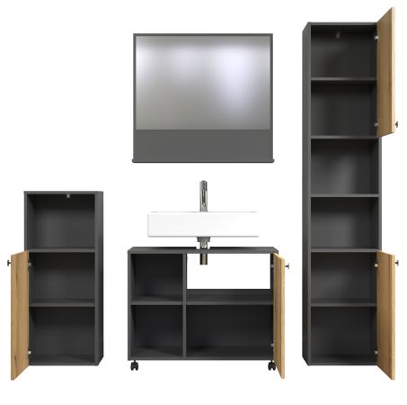 Badm�bel Set Feliz in Evoke Eiche und grau Badkombination 4-teilig 180 x 186 cm