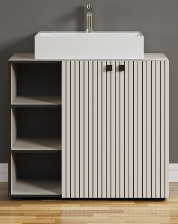 Waschtisch Set Feliz in Kaschmir Grau Komplett-Set mit Waschbecken 90 cm