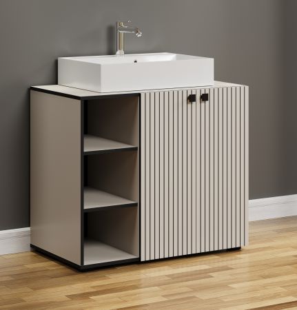 Waschtisch Set Feliz in Kaschmir Grau Komplett-Set mit Waschbecken 90 cm