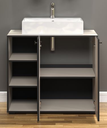 Waschtisch Set Feliz in Kaschmir Grau Komplett-Set mit Waschbecken 90 cm