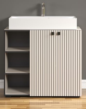 Waschtisch Set Feliz in Kaschmir Grau Komplett-Set mit Waschbecken 90 cm