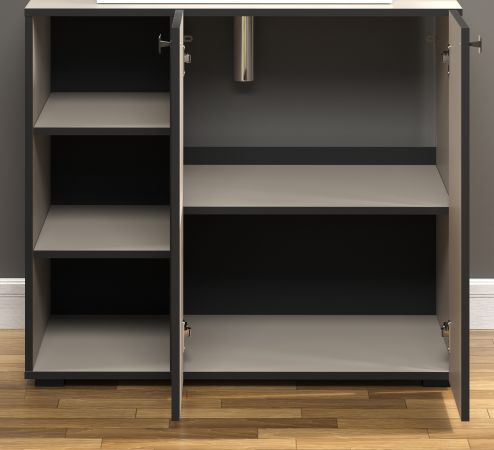 Waschtisch Set Feliz in Kaschmir Grau Komplett-Set mit Waschbecken 90 cm