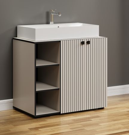 Waschtisch Set Feliz in Kaschmir Grau Komplett-Set mit Waschbecken 90 cm