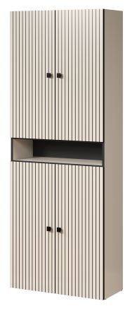 Badezimmer Hochschrank Feliz in Kaschmir Grau Leistenoptik, Badschrank 70 x 186 cm