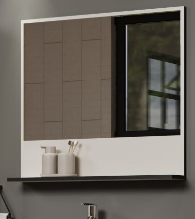 Badezimmer Spiegel Feliz in Kaschmir / Grau, Badspiegel 80 cm mit Ablage