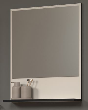 Badezimmer Spiegel Feliz in Kaschmir / Grau, Wandspiegel 60 x74 cm mit Ablage