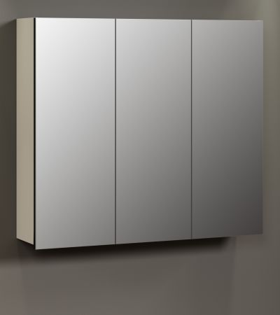 Badezimmer Spiegelschrank Feliz in Kaschmir Grau, Badschrank 3-t�rig 90 x 80 cm