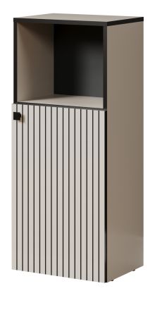Badezimmer Kommode Feliz in Kaschmir Grau mit Leistenoptik, Badschrank 40 x 95 cm