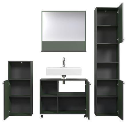 Badm�bel Set Feliz in gr�n Badkombination 4-teilig 180 x 186 cm