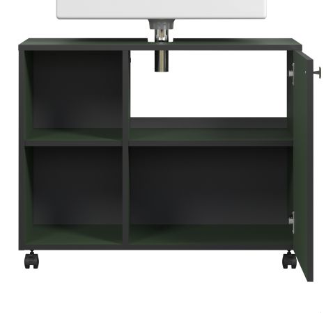 Waschbeckenunterschrank Feliz in gr�n Badschrank auf Rollen 80 cm