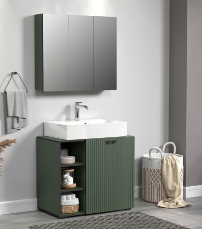 Badezimmer Spiegelschrank Feliz in gr�n Badschrank 3-t�rig 90 cm