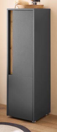 Badezimmer Midischrank Center in grau matt und Wotan Eiche Badm�bel Kommode 34 x 114 cm