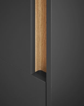 Badezimmer Midischrank Center in grau matt und Wotan Eiche Badm�bel Kommode 34 x 114 cm