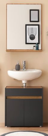 Badm�bel Set 2-teilig Center in grau matt und Wotan Eiche Badkombination 60 cm
