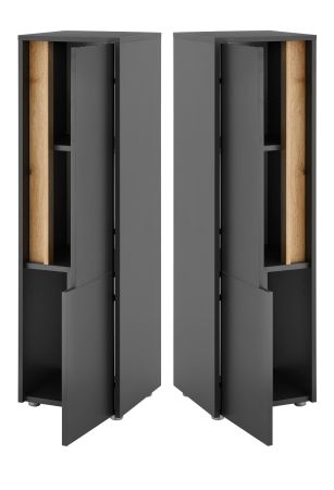 Badm�bel Set 4-teilig Center in grau matt und Wotan Eiche Badkombination 168 cm