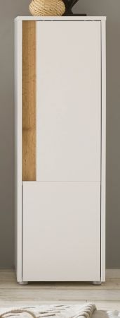 Badezimmer Midischrank Center in wei� und Wotan Eiche Badm�bel Kommode 34 x 114 cm