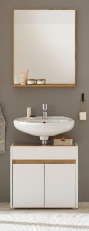Badm�bel Set 2-teilig Center in wei� und Wotan Eiche Badkombination 60 cm