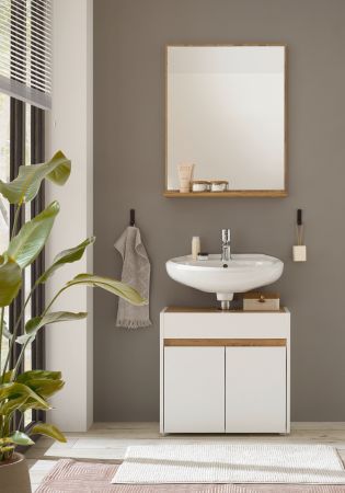 Badm�bel Set 2-teilig Center in wei� und Wotan Eiche Badkombination 60 cm