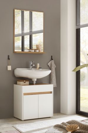 Badm�bel Set 2-teilig Center in wei� und Wotan Eiche Badkombination 60 cm