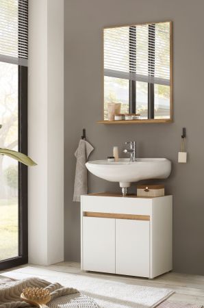 Badm�bel Set 2-teilig Center in wei� und Wotan Eiche Badkombination 60 cm