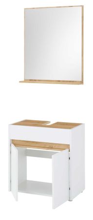 Badm�bel Set 2-teilig Center in wei� und Wotan Eiche Badkombination 60 cm