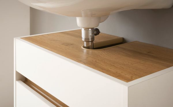 Badm�bel Set 3-teilig Center in wei� und Wotan Eiche Badkombination 114 cm