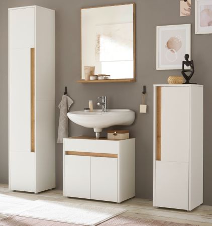 Badm�bel Set 4-teilig Center in wei� und Wotan Eiche Badkombination 168 cm