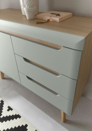 Garderobe Set 3-teilig Isgard in Pistazie matt und Scandi Eiche Garderobenkombination skandinavisch 227 x 197 cm