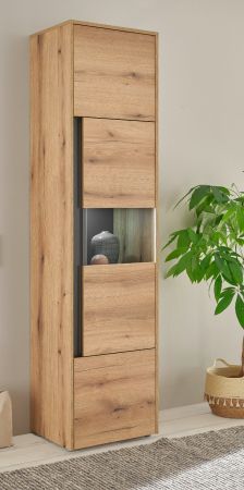 Vitrine Center in Evoke Eiche und grau Vitrinenschrank 50 x 197 cm