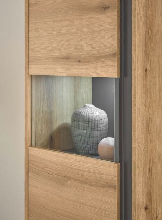 Vitrine Center in Evoke Eiche und grau Vitrinenschrank 50 x 155 cm