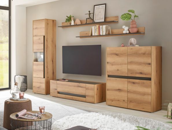 Wandboard Center in Evoke Eiche und grau Wandregal 170 x 15 cm