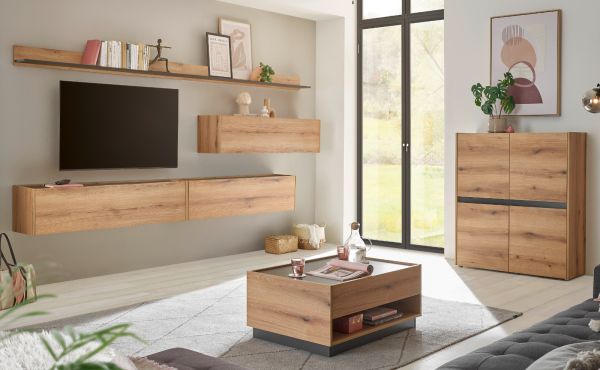 Wandboard Center in Evoke Eiche und grau Wandregal 170 x 15 cm