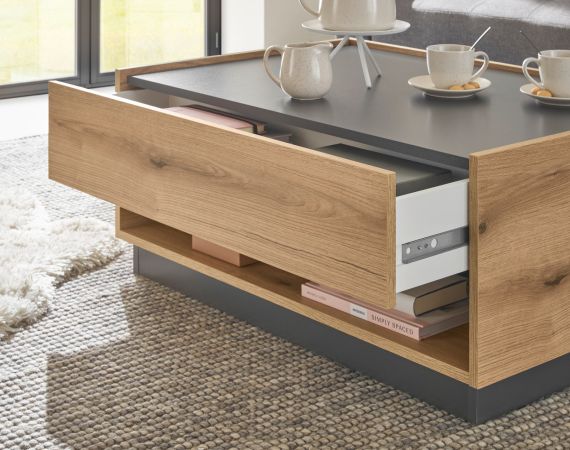 Couchtisch Center in Evoke Eiche und grau Beistelltisch 90 x 60 cm
