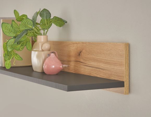 Wohnwand Center in Evoke Eiche und grau Set 5-teilig mit XXL TV-Board 340 cm