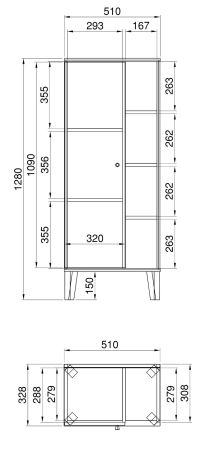 Badezimmer Midischrank Torsby in grau und Evoke Eiche Badm�bel Kommode 51 x 128 cm