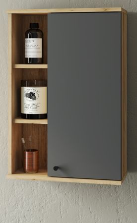 Badezimmer H�ngeschrank Torsby in grau und Evoke Eiche Badschrank h�ngend 51 x 75 cm