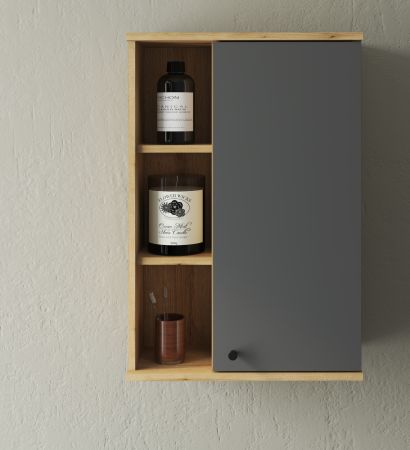 Badezimmer H�ngeschrank Torsby in grau und Evoke Eiche Badschrank h�ngend 51 x 75 cm