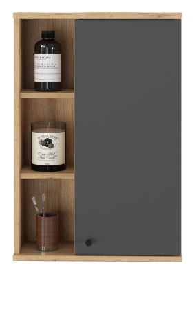 Badezimmer H�ngeschrank Torsby in grau und Evoke Eiche Badschrank h�ngend 51 x 75 cm