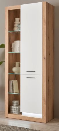 Vitrine Rivian in wei� matt und Evoke Eiche Vitrinenschrank 80 x 195 cm